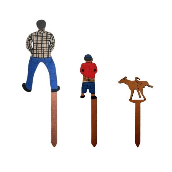 

3Pcs/Set Outdoor Plant Statue Flower Pots Small Wooden Figurines Waterproof Garden Home Planter Decoration Small