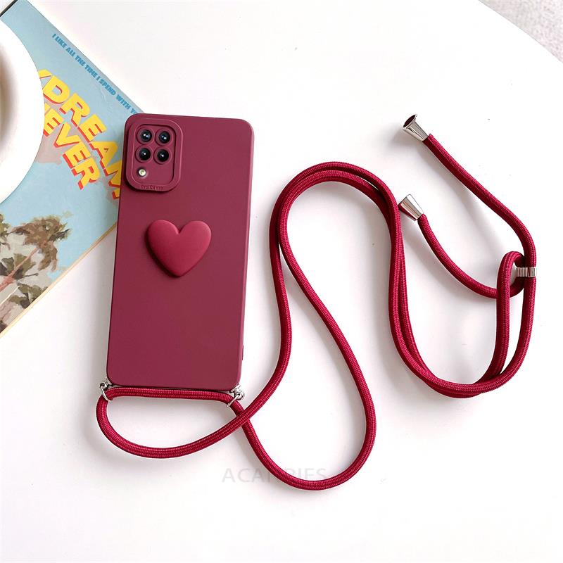 

Чехол-ремешок Love Heart для Samsung Galaxy A12 22 51 71, силиконовый чехол с ремешком через плечо для Samsung Galaxy A12 A22 4g 5g A51 A71 A31 M32 M33 M53 M23 A31