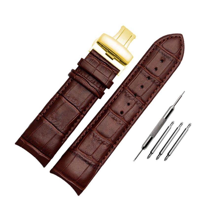 Echtes Leder Uhrenarmband 22mm 23mm 24mm für Tissot T035.407A T035.617A 627A Uhrenarmbänder Armbänder Schmetterlingsverschluss