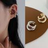 Piercing fals pentru urechi, cu cerc dublu, cercei falsi pentru femei, barbati, hiphop, vintage, agrafe, accesorii, moda coreeana