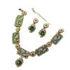 Socialite Temperament Grandmother Green Water Necklace Earring Set Light Luxury Fashion High-end Elegant Accessories Cross-border