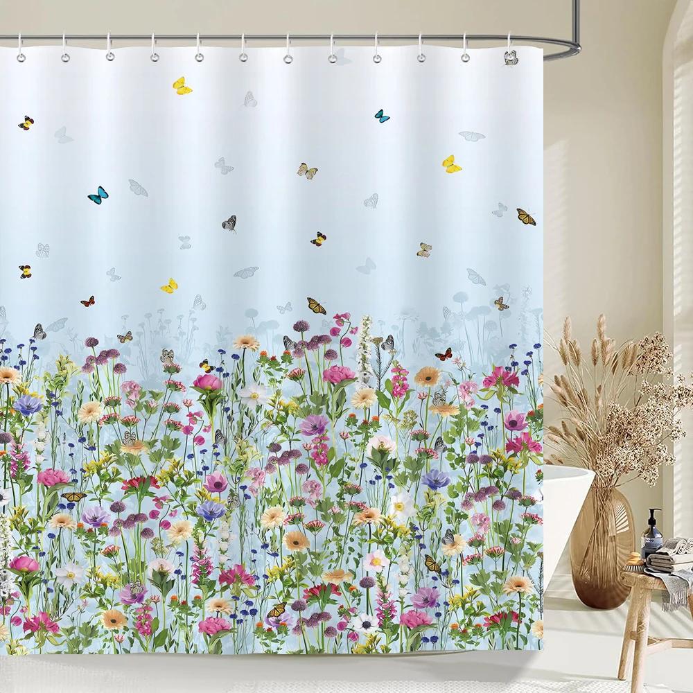 Dandelion Natural Flowers Shower Curtains Waterproof Bathroom Curtain Bath Curtain High Quality With Hooks Shower Curtain