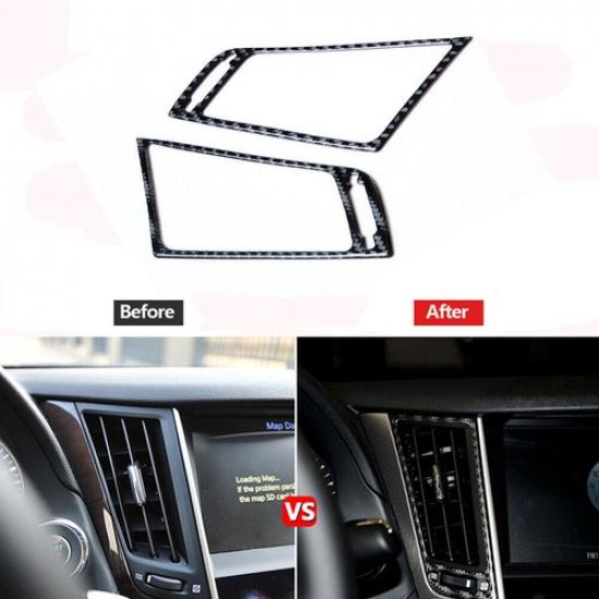 Carbon Fiber Center Air Vent Outlet Cover Trim For Infiniti Q50 Q60 2014-