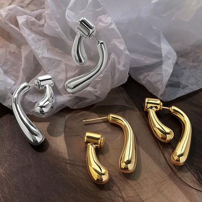Water Drop Stud Earrings Female French Cold Wind Niche Design Sense Front and Rear Two Earrings
