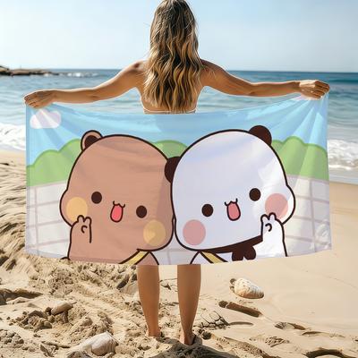 Uroczy Bubu i Dudu Kreskówkowy Ręcznik Ręcznik Plażowy Duży Szybkoschnący Ręcznik Chłonny Miękki Ręczniki Kąpielowe Plażowe dla Mężczyzn Kobiet