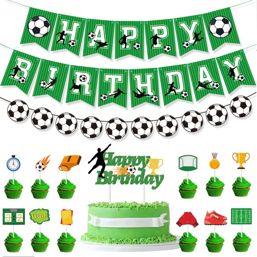 Paper Football Themed Party Decoration Whistle Keychain Football Themed Soccer Party Decorations Green Football Series Banner