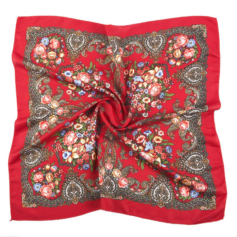 High-Quality 70cm Square Fashion Scarf Women Floral Cotton Bandanas Lady Scarves HIjab Headband Accessories Handkerchief Hair