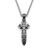 Vintage Gothic Punk Knight Sword Cross Pendant Necklace for Women Men Stainless Steel Silver Color Knife Chain Jewelry Gift