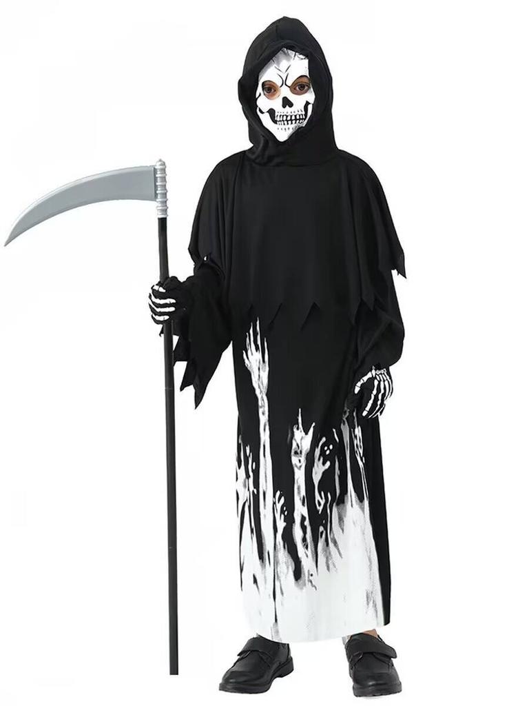 New halloween cosplay sickle dark messenger ghost costume children cos reaper luminous dress up costume