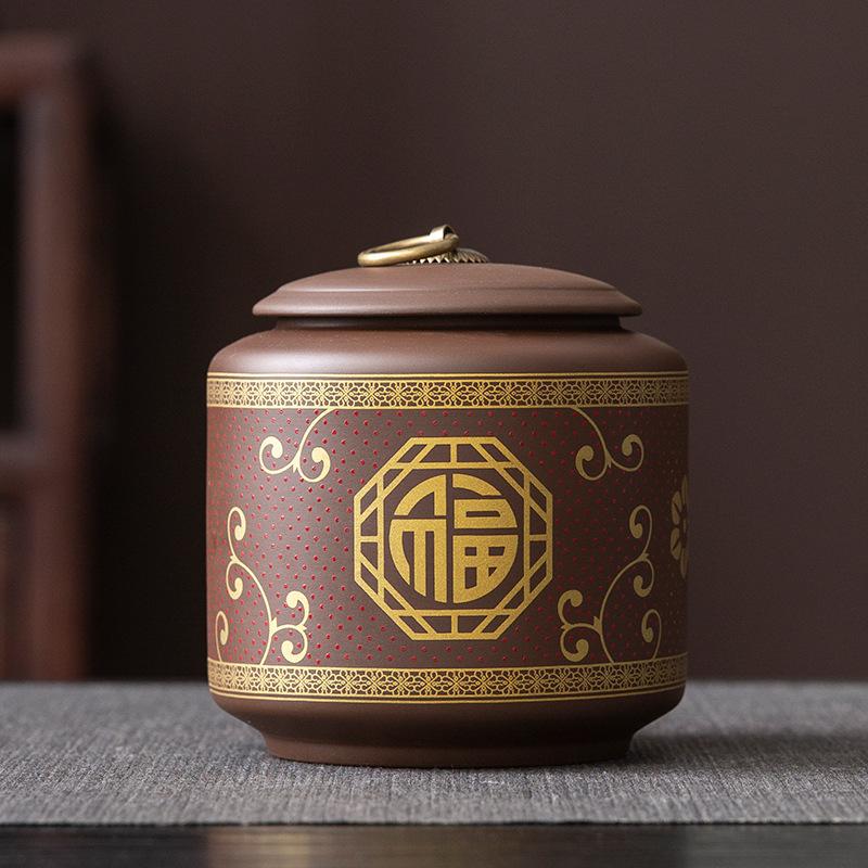 Vintage Tea Jar with Lid Ceramic Sealed Candy Jar Home Multifunctional Coffee Bean Nut Medicinal Material Storage Box Home Decor