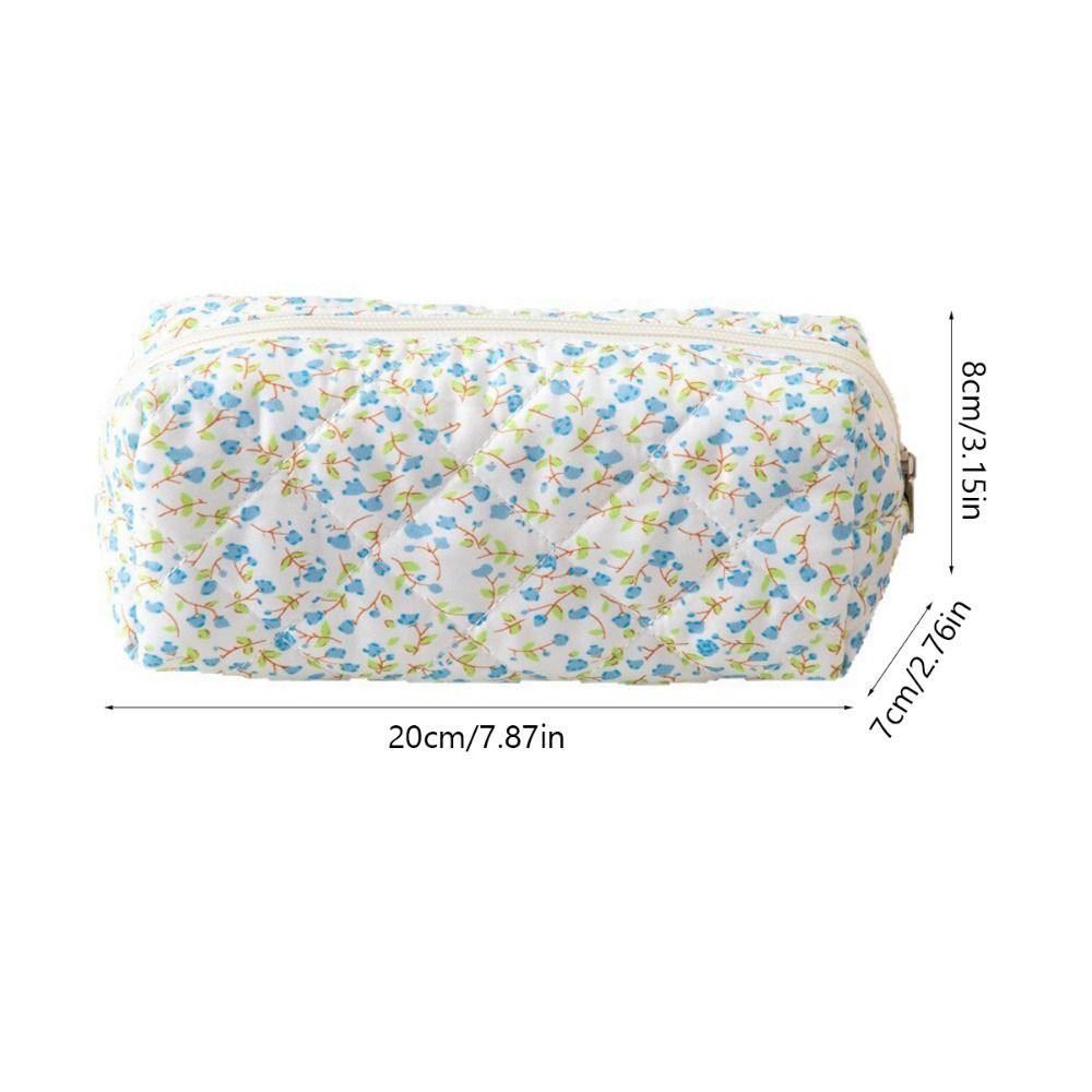 Polyester Pencil Case Large Capacity Storage Bag New Floral Quilted Pen Bag  Daily Stationery