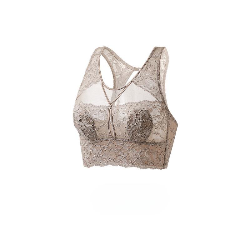 

Big Size Summer Ultra Thin Sexy Lace Big Bosom Show Small Bosom Rabbit Ears Without Underwire Beauty Back Underwear 34/75BCD кофейный