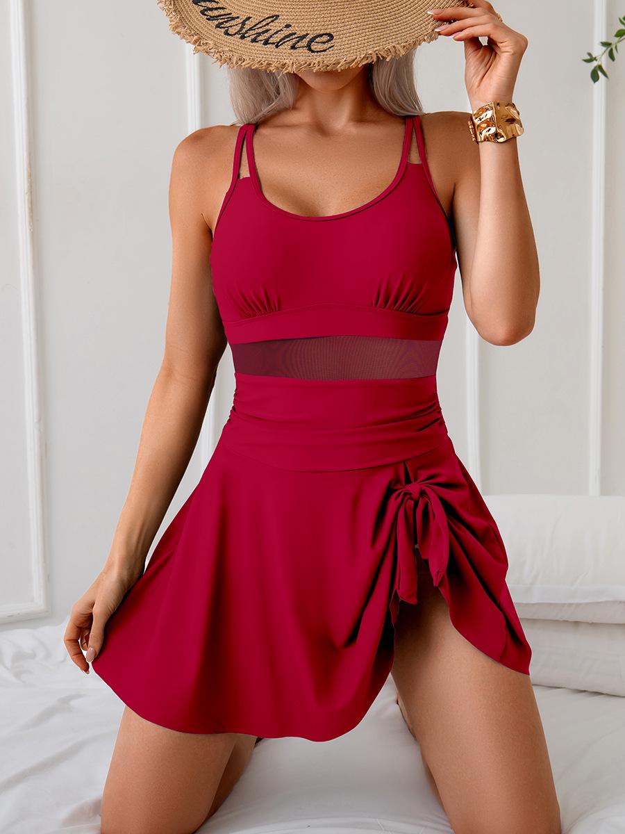 

Новый слитный купальник 2025 года с юбкой для женщин - Европейский и американский стиль M