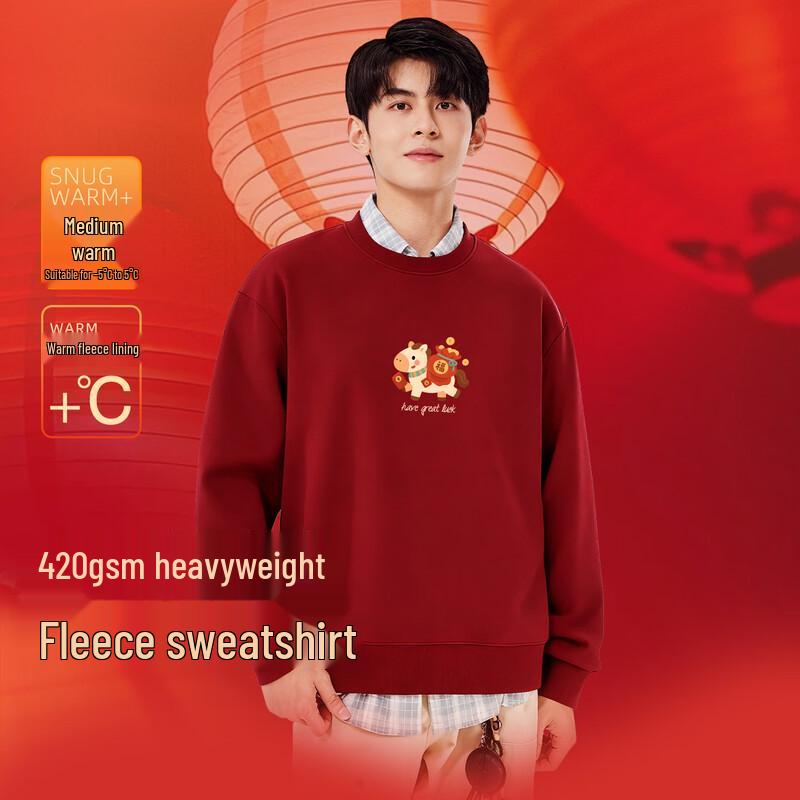 Baleno Men's Fleece-Lined Crew Neck Sweatshirt with Lucky Horse Graphic