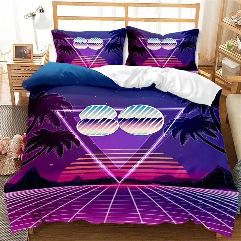 Hawaiian Summer Beach Seascape Palm Trees Comfortable Duvet Quilt Cover Pillowcase Bedding Set Bedroom Decoration Home Textile