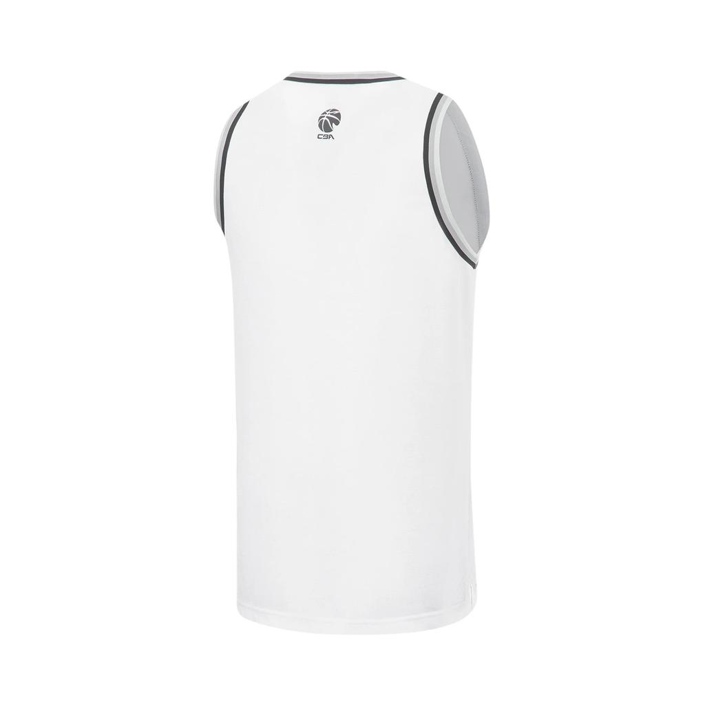 Li Ning CBA Series Letter Logo Printed Round Neck Vest And Shorts Set Basketball Set Men Sportswear Standard-White AATT027-3