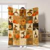 Warm Halloween Flannel Blanket - Cartoon Ghost & Pumpkin Design