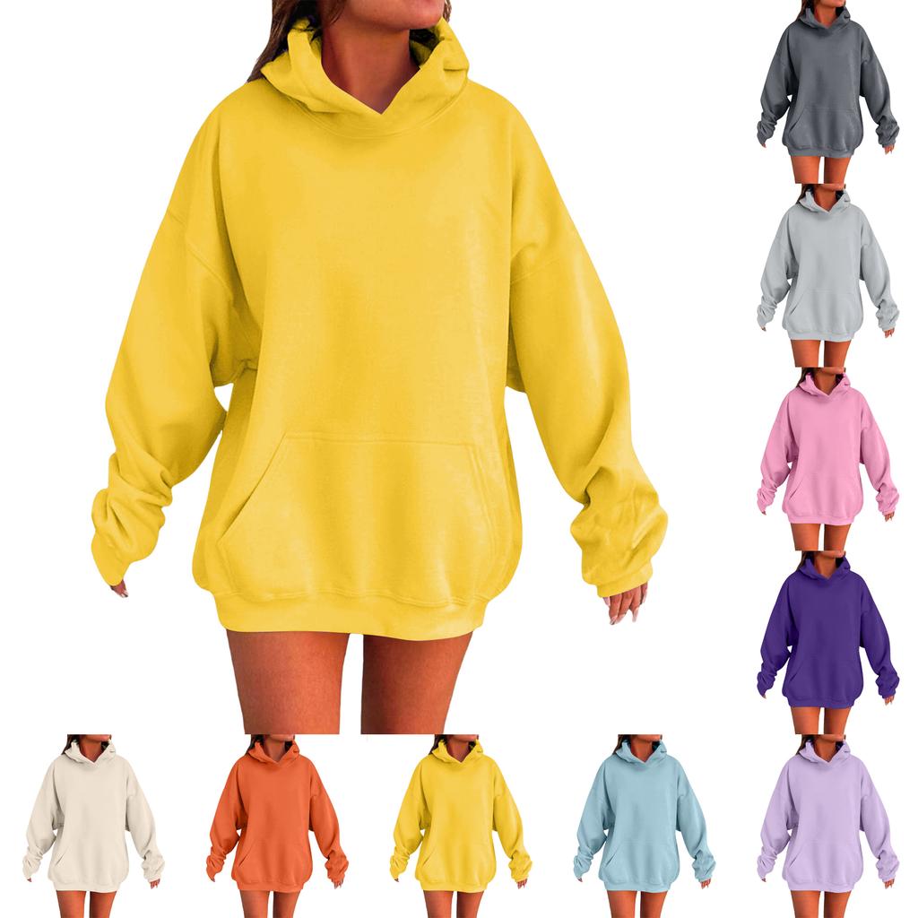 Women's Oversized Long Sleeve Crewneck Sweatshirt Casual Loose-Fitting Drawstring