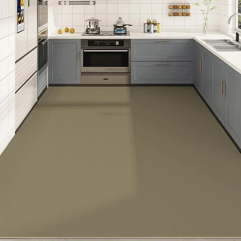 Solid Minimalist Kitchen Floor Mat PVC Anti-slip Waterproof Oil-proof Dirt-resistant Rug Strip Leather Mats for Home