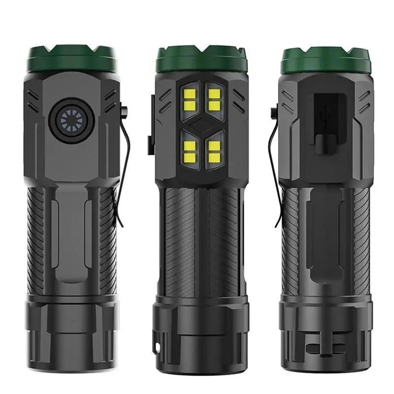 800MAH Superhelle Taschenlampe Mini Wasserdicht Drei Augen Kleine Taschenlampe USB Scheinwerfer Kappenclip-Licht Angeln Outdoor Starkes Licht Tragbar