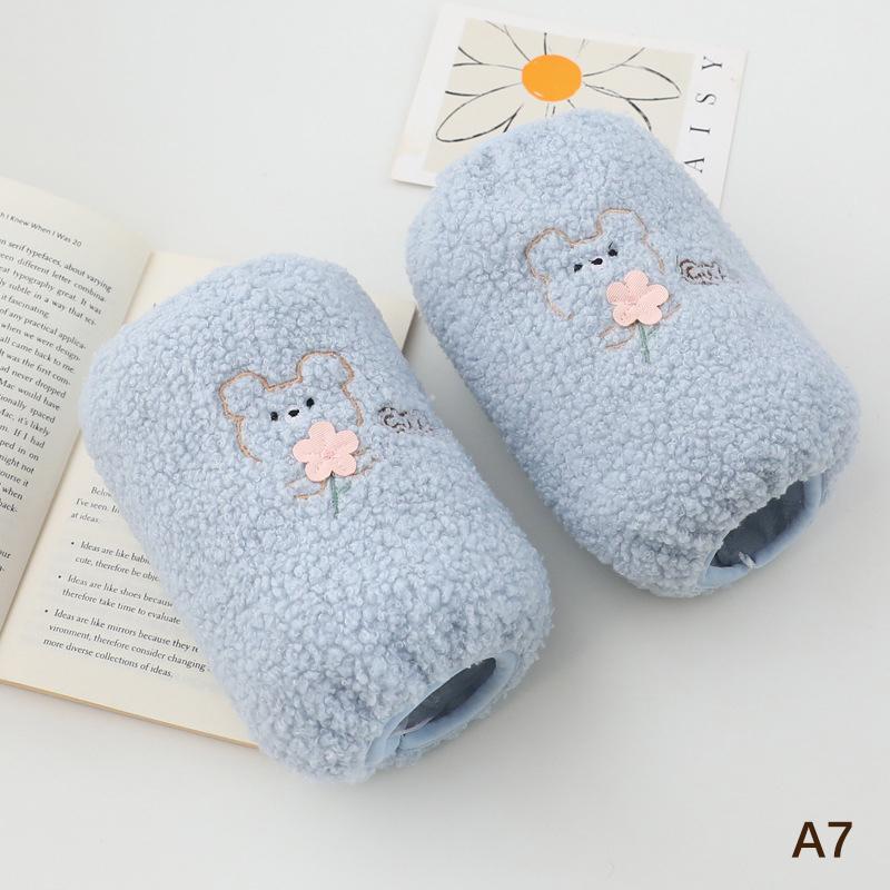 

Women S Plush Fleece Arm Sleeves Cute Teddy Bear Design With Eyes & Face Soft Warm Winter Arm Warmers Anti-Stain Oversleeves A7