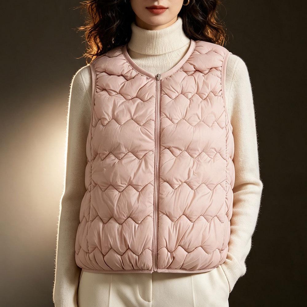 Women's 2025 Collarless Cotton Vest - Autumn/Winter Large Size Round Neck Waistcoat
