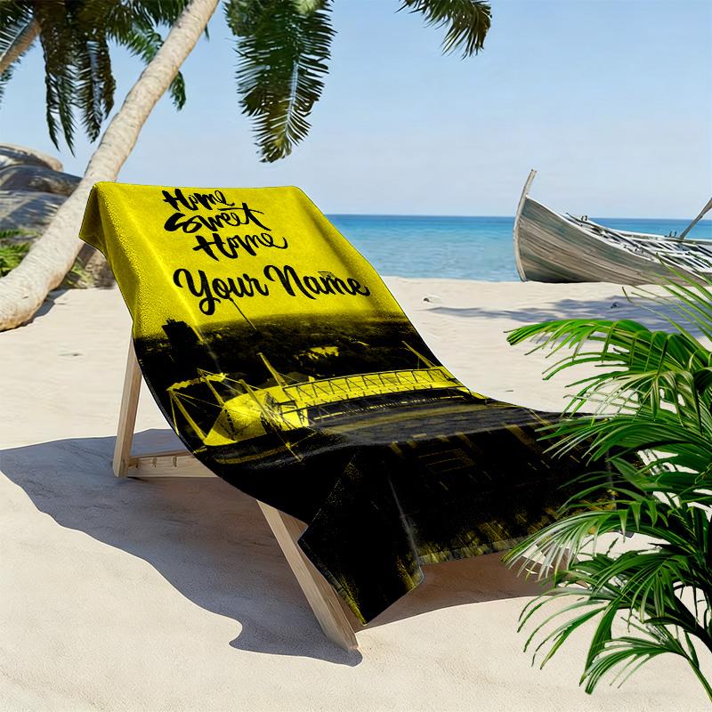 Personalisierbares BVB-Print Strandtuch, Großes Weiches Schnelltrocknendes Handtuch für Strand Camping Schwimmen -HE201