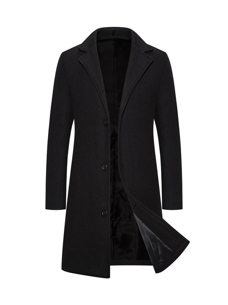 Frühling Herbst Neue Lange Baumwolle Mantel Neue Wollmischung Reine Farbe Casual Business Mode Herrenbekleidung Schlank Windjacke