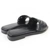 Hermes Sandals Frog Chaine d'Ancre Leather Flats Black Leather Women 36.5 Used
