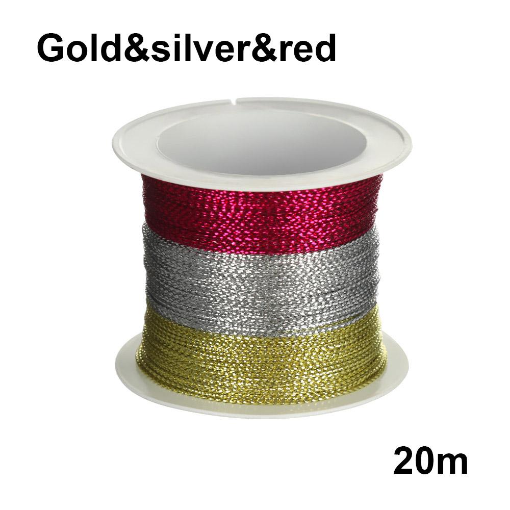 Meters Gold Silver Red Bracelet Making Tying Rope Tag Line Christmas Strap Ribbon Packaging Thread Metallic Cord Tinsel String