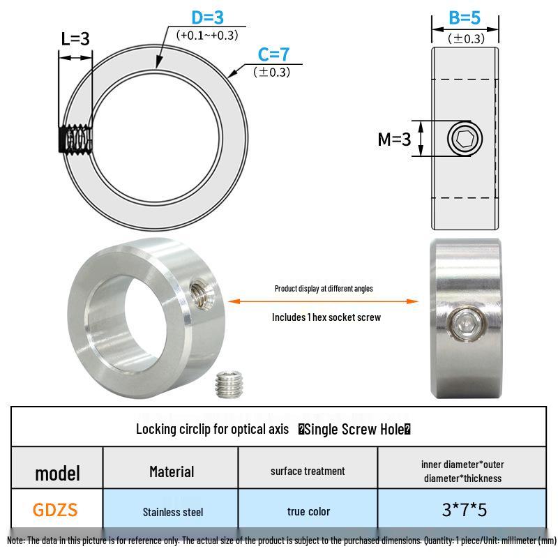 Collier de Blocage d'Arbre en Acier Inoxydable GDZS - Réglable, Lisse, avec Vis d'Arrêt & Serre-Tuyau.