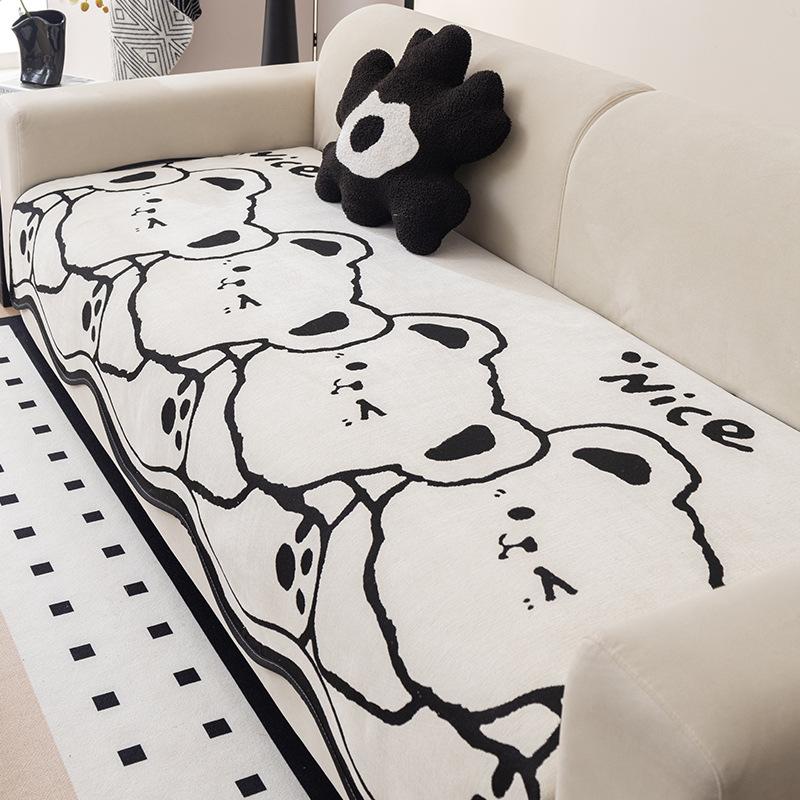 

Chenier Четырехсезонная универсальная нескользящая подушка для сиденья Специальной формы Мультяшная панда Милая Европейская простая накидка на подушку для дивана Полотенце 90*70cm