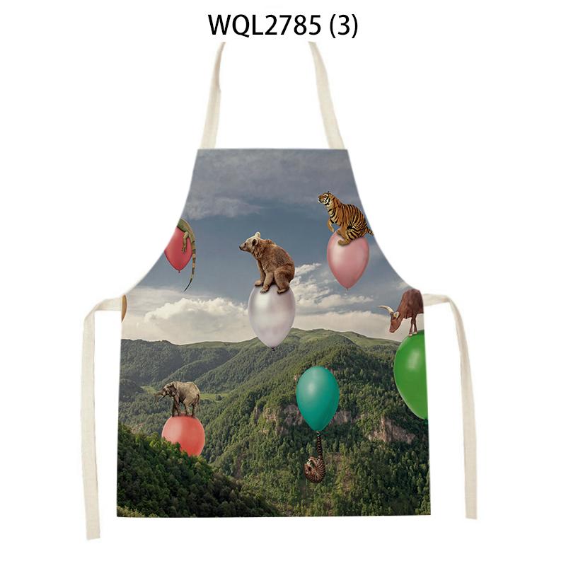 1pcs Nature Ocean Scenery Animal Print Apron Men and Women Kitchen Baking Baking Accessories Bib Antifouling Apron