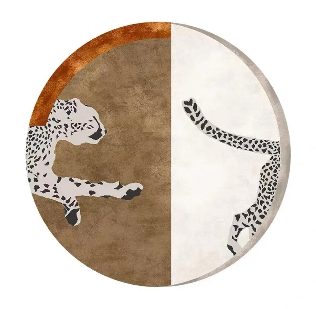 Leopard Print Bedroom Decor Round Rug Fluffy Soft Carpets for Living Room Modern Minimalist Plush Carpet Home Non-slip Floor Mat