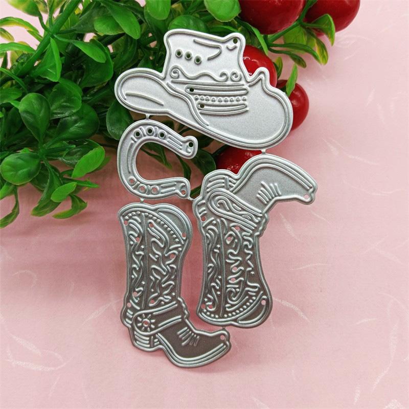 

Сапоги, шляпы и педали, дизайн, стиль, трафарет для резки металла для DIY, скрапбукинг, альбом, фототиснение, бумажная карта, ремесленный декор серебряный