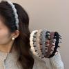 Woolen Big Wavy Hair Band, Stylish and Anti-slip with Teeth, Face Washing Headband Hair Accessory with A High Crown Shape