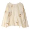 Women's Summer Lightweight White Embroidered Cotton Retro Shirt
