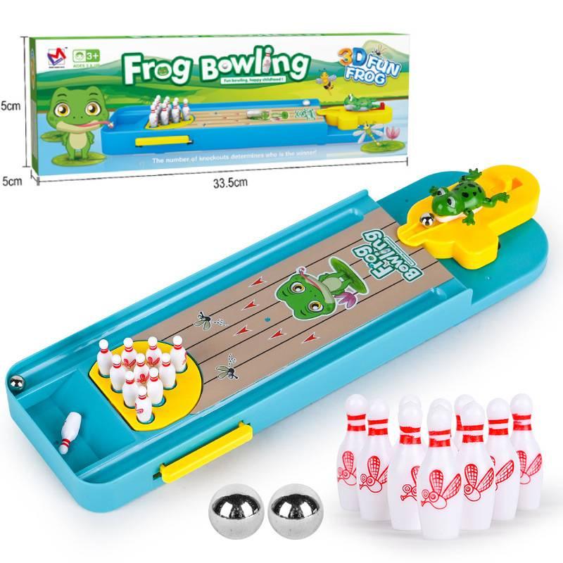 Cute Animal Mini Bowling Set Frog Desktop Toy For Kids, Interactive Learning Game