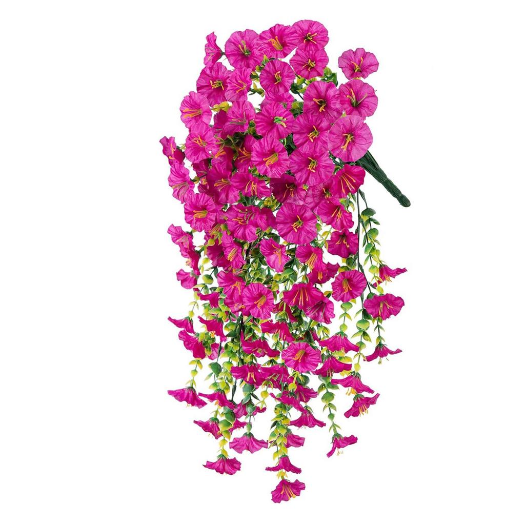 1 PCS Artificial Flowers For Outdoors Faux Plants Silk Morning Faux Flowers With Leaves Realistic Hanging Petunias Plants For Home Garden Decor