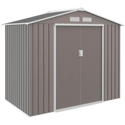 7ft X 4ft Lockable Polypropylene Garden Storage Shed Storage W/ Air Vents Steel Grey