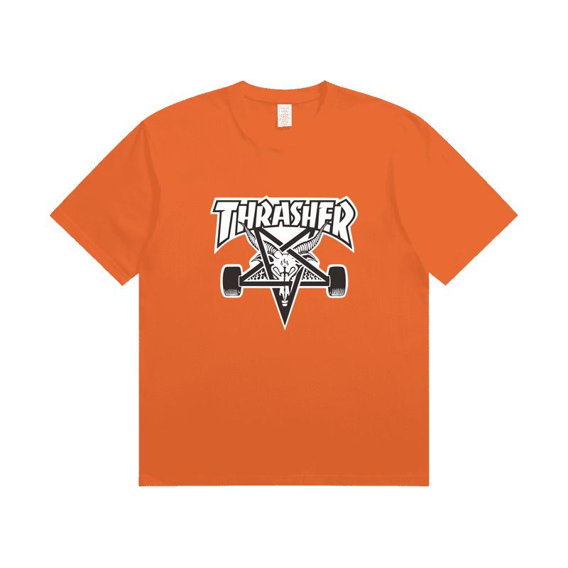 A1-07 Summer Thrasher Letter Print T-Shirt Men Women Oversized Cotton Short Sleeve Casual Streetwear Tee Top