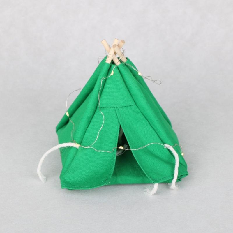 

1/12 Scale Dollhouse Mini Tent Model With Led Light Strip Dollhouse Camping Scene Decoration Micro Scene Photo Prop Pretend Play зелёный
