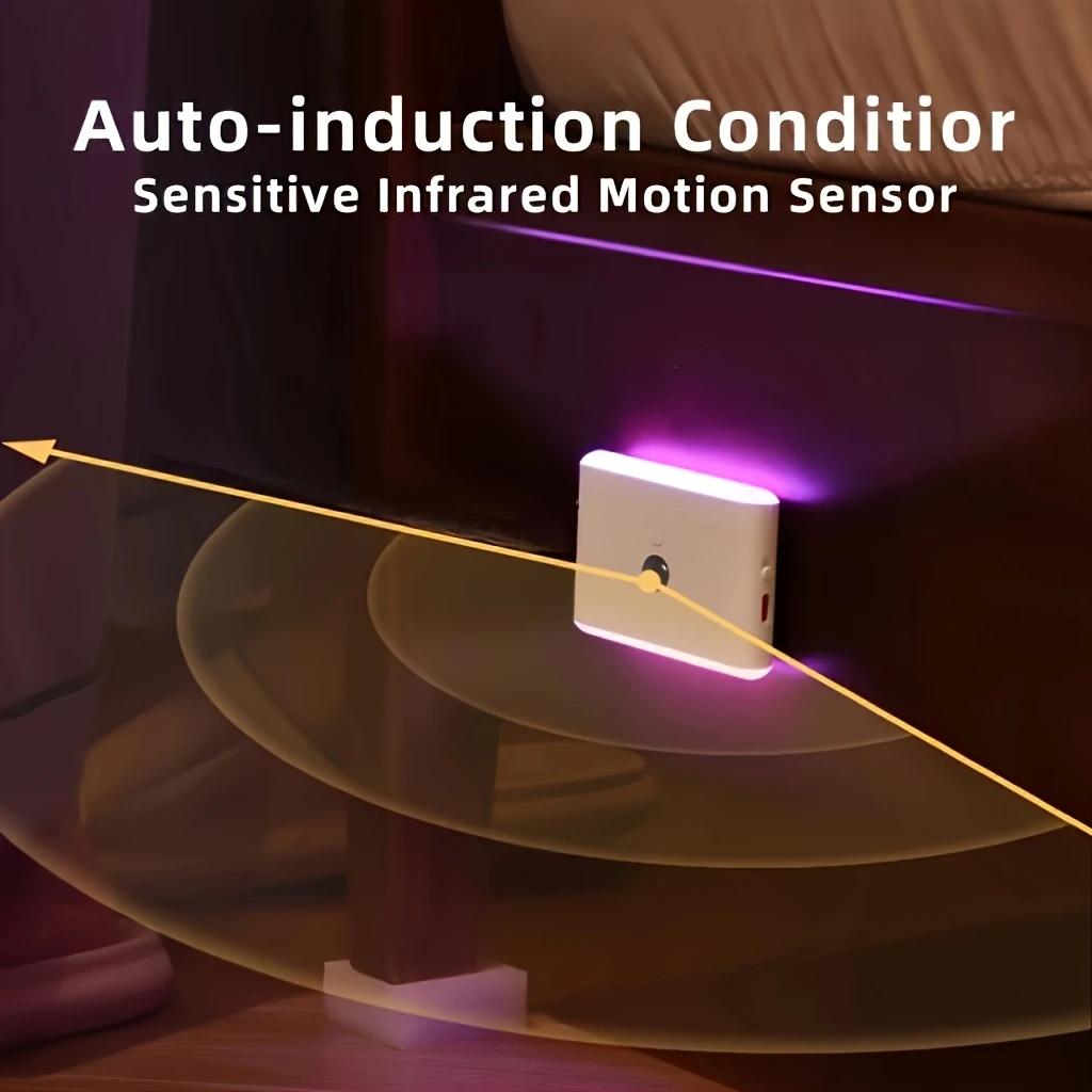 RGB LED Motion Sensor Light USB Rechargeable Wall-Mounted Night Light for Holiday Decorations, Motion Sensor Light Indoor