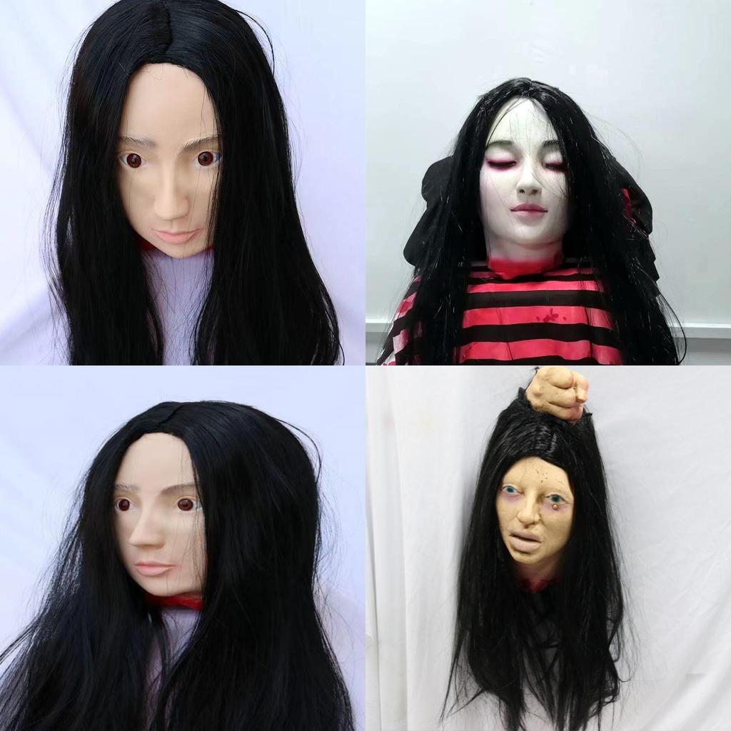 Halloween Ghost House Prop With Long Hair Girl Head For Spooky Decorations