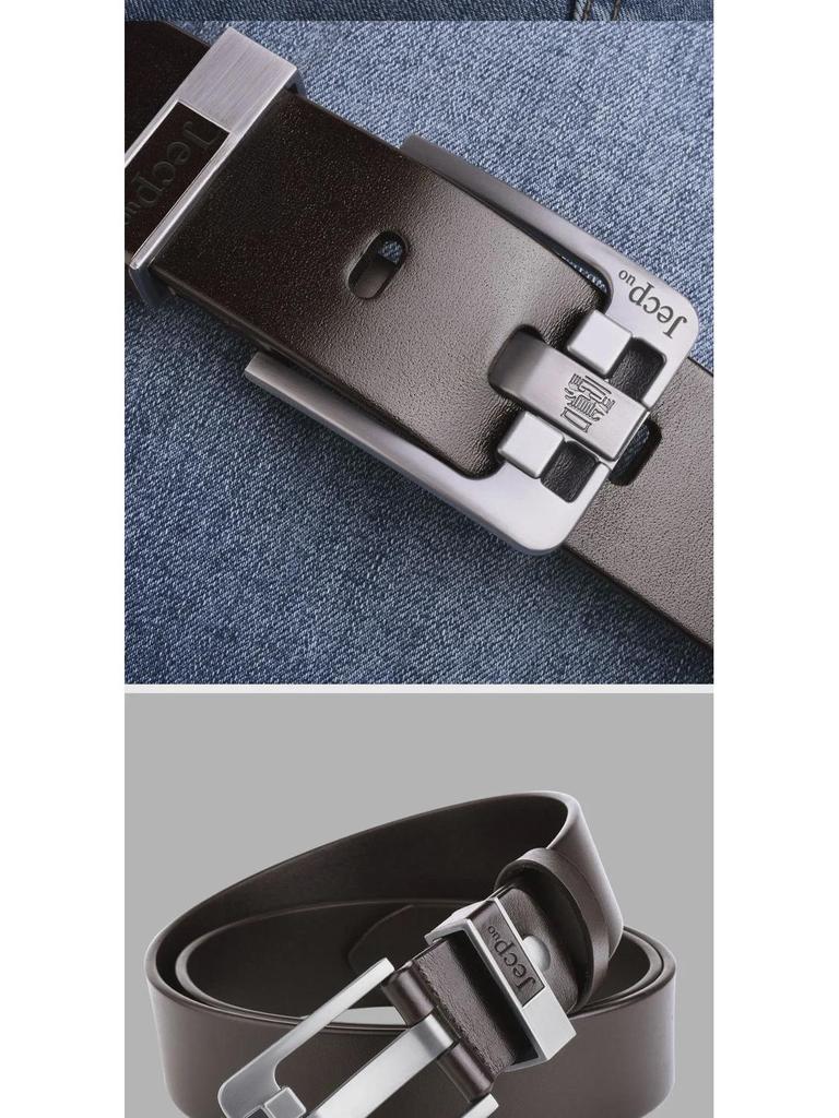 Pinduoduo Heißer Verkauf: Jeepuo Herren Echtleder Dornschließe Rindsleder Casual Koreanischer Stil Jeansgürtel