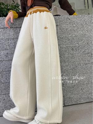 Mädchen-Sweatpants 2025 mit weitem Bein und Samt - Winter/Frühlings-Sportstil