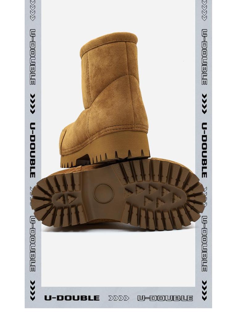 2025 Winter Fleece-Lined Big Head Snow Boots, Non-Slip Thick Sole, Height-Increasing, Pull-On Fashion.