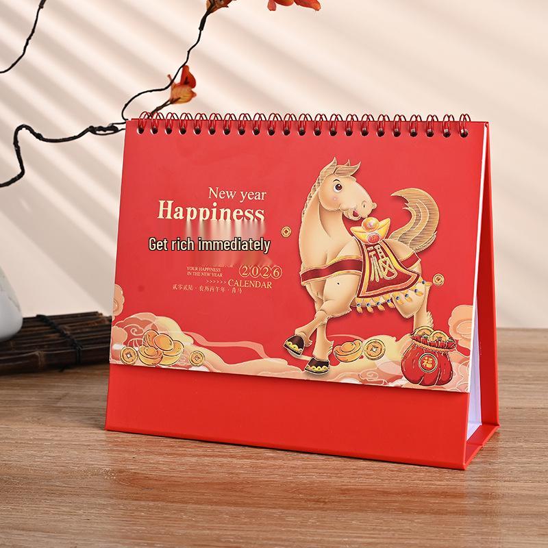 

2026 Year of the Horse Red Stamped Custom Table Calendar with Logo Printing Year of the Horse