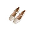 Grape mother has the same temperament, square head and thin word with light mouth commuting thick high heel Mary Jane single shoes women