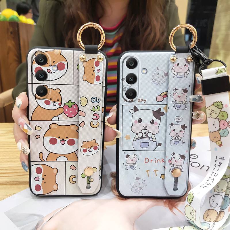 Fashion Design Dirt-resistant Phone Case For Samsung Galaxy M56 5G/SM-M566B Wristband Back Cover Soft case Lanyard Cute